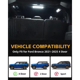 GSOWO Rear Ceiling Lights for Fo-rd Bronco 4 Door 2021-2025, Trunk Cargo Area LED Roof Dome Lamp Touch Switch Reading Lights Interior Accessories
