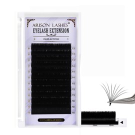 Arison Lashes Easy Fan Lashes Eyelash Extensions 0.07 mm D Curl 13-16 mm Mixed Length, Self-Fanning Volume Eyelashes, Matte Faux Silk