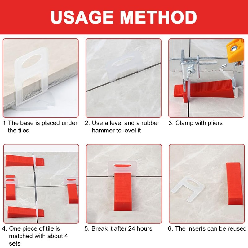 Lvjkes 100 Pieces Tile Wedges, Plastic Tile Levelling System for