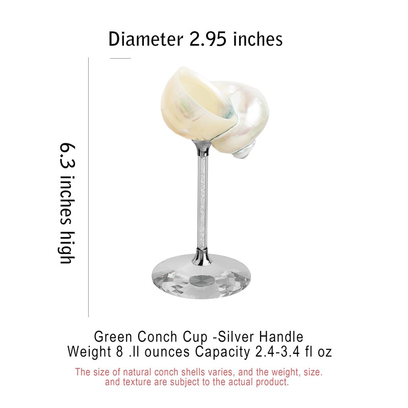 Set of 2 White Conch Shell Wine Glasses, Glass base,