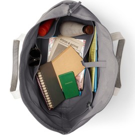 Lands' End Solid Long Handle Zip Top Canvas Tote Silver Graphite X-Large