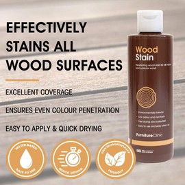 Furniture Clinic Wood Stain (500ml, Antique Pine) - Fast Drying Non Toxic Wood Polish Great For Indoor and Outdoor Furniture