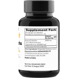 MONOHERB Acacia Catechu Extract 1000 mg - 90 Vegetarian Capsules