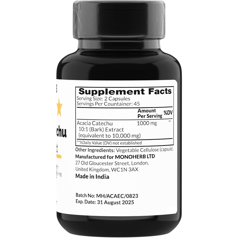 MONOHERB Acacia Catechu Extract 1000 mg - 90 Vegetarian Capsules