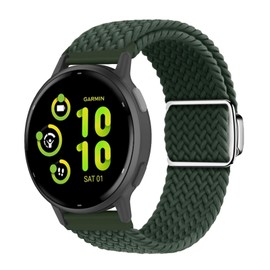 KoGiio 20 mm Braided Bracelet for Garmin Forerunner 165/165 Music /245/645/Garmin Vivoactive 5/Vivomove Trend/Sport/Venu Sq 2 Music, Men Women Replacement Magnetic Watch Strap - Green