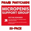 Crazy Novelty Guy (25-Pack) Bulk Prank Postcards - Micropenis Support