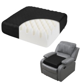 HOMBYS 5" Thick Egg Shaped Foam Recliner Chair Cushion for Elderly, Thicken & Extra Large Seat Cushion Cahir Pad for Couch, Armchair, Wheelchair for Easy to Stand Up & Reduce Hip & Lumbar Pain, Black