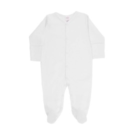 Baby Sleepsuits, Long Sleeved Cotton Babygrows, Popper Fastening, UK Brand, 2 Pack, White, 6-9 Months