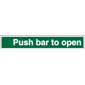 Seco Push Bar to Open Sign, 300mm x 50mm - 1mm Semi Rigid Plastic