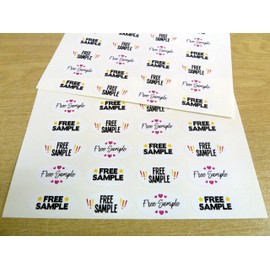 'Free Sample' Oval Shaped Stickers, Colourful Promotional Retail Labels for Craft Products, Stalls and Shops