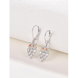 Owl Dangle Earrings Sterling Silver Owl Drop Earrings Jewelry for Women