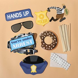 21Pcs Cops Robbers Police Photo Booth Props Fun Police Party Supplies Police Theme Birthday Party Decorations