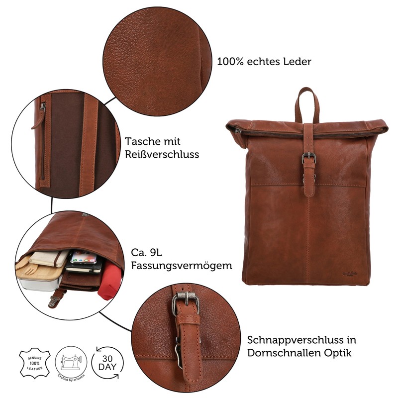 Gusti Valja Leather Backpack for Men and Women, Laptop Bag,