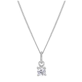 Sterling Silver Clear CZ April Birthstone Necklace - 32 Inches