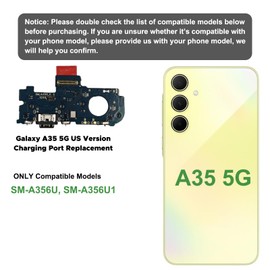 Charging Port Replacement Kit Compatible with Galaxy A35 5G US Version, Dock Board USB-C Connector Only for A35 5G SM-A356U, SM-A356U1, with Instruction Manual, Toolkit