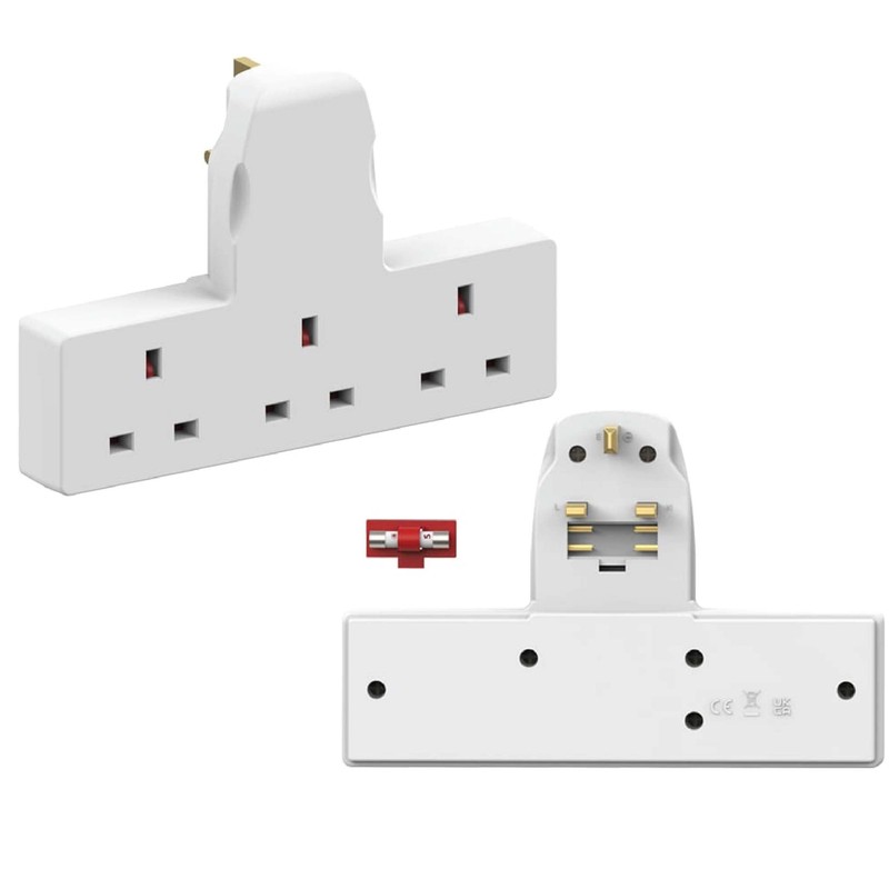 Multi Plug Adaptor, 3 Way Plug Adapter Uk Surge Protected