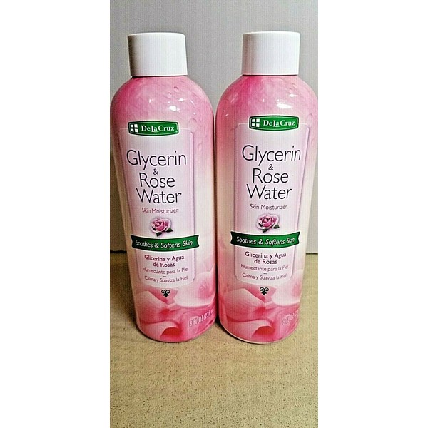 (2 Pack) De La Cruz Glycerin & Rose Water Soothes & Softens Skin 8 oz