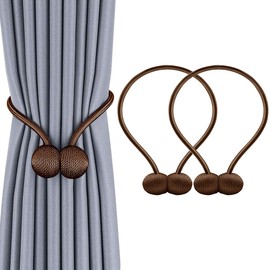 IHClink Window Curtain Tiebacks Clips VS Strong Magnetic Tie Band Home Office Decorative Drapes Weave Holdbacks Holders European Style 1 Pair(Brown)