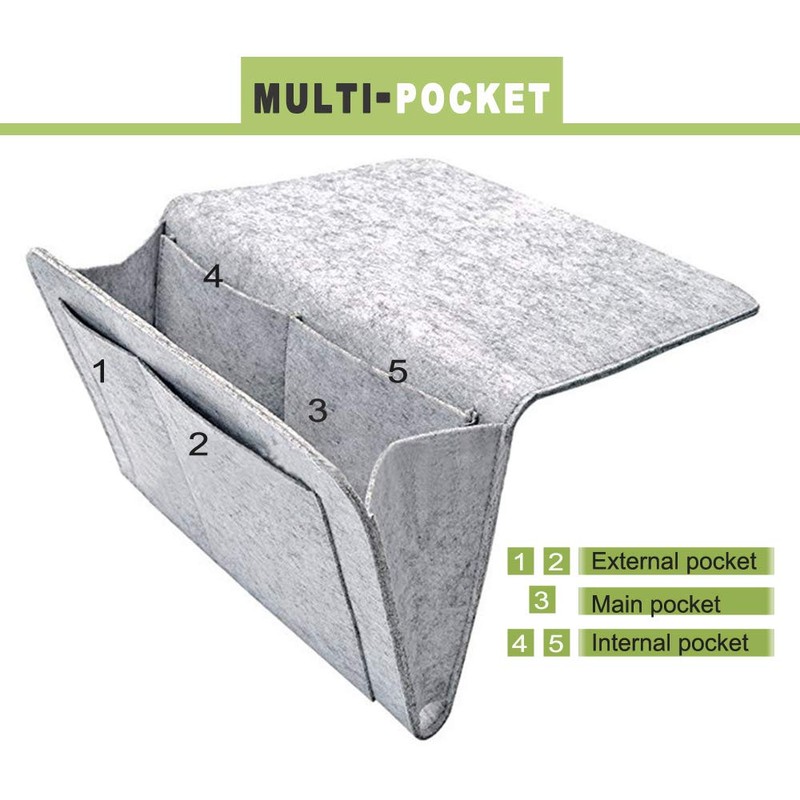 DOURR Felt Bedside Caddy Bed Dorm Bunk Organizer Storage Pocket