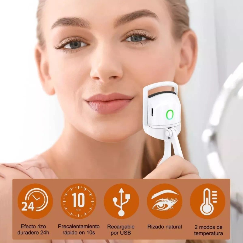 RIVERSOFY Rizador Pestañas Eléctrico Enchinador Recargable + Rímel