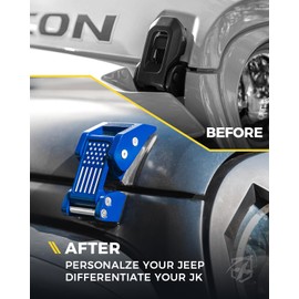 Blue U.S. Flag Aluminum Hood Latches Compatible with 2007-2026 Jeep JK JL