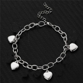 Heart Bracelet Women's Heart Symbol Charm Bracelets Stainless Steel Bracelet Silver Gold Fashion Jewellery Gifts for Party Charm Jewellery Gift for Women Mother Girlfriend, Stainless Steel