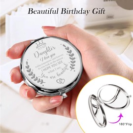 Soulpetals Soulpetals Daughter Gifts Compact Mirror for Daughter from Dad Mom, Daughter Birthday Gifts for Daughter Engraved Makeup Mirror for Daughter