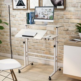 New Adjustable Laptop Desk Desk Cart Tray Computer Host Computer graphics - Color: Oak, Size: 80