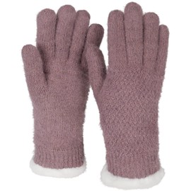styleBREAKER 09010040 Women's Warm Winter Gloves with Rice Grain Pattern and Fleece, Thermal Knitted Gloves, Finger Gloves, mauve