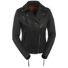 True Element Womens Premium Riveted Asymmetrical Motorcycle Leather Jacket (Black,
