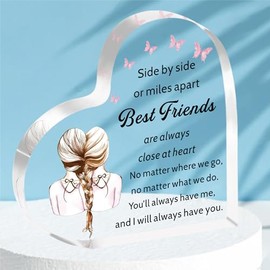 HULALA Best Friend Plaque Gifts For Women Girls Best Friend Birthday Gifts Friendship Gifts For Women Best Friend Heart Acrylic Plaque For Christmas Long Distance