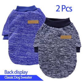 CHBORLESS Pet Dog & Cat Sweater - Warm Pajamas, Soft Puppy Clothes for Small Dogs, Winter Doggie Sweatshirt (XXS, Dark Blue+Navy Blue)