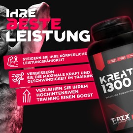 T-Rex Integratori T-Rex Dietary Supplement, Creatine Monohydrate - Muscle Mass Supplement, Pre-Workout Energy Booster (100 Tablets)