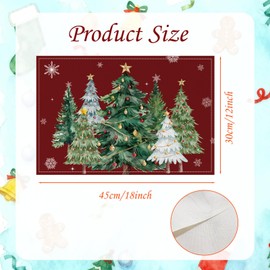 Christmas Placemats Set of 6 Xmas Trees Snowflakes Winter Placemats Snowflake Winter Seasonal Table Mats for Holiday Party Kitchen Dining Holiday Decoration