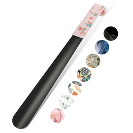 Gukeniu 16.5 Inch Long Handle Shoe Horn for Seniors Men Women Kids, Metal Shoe Horns for Boots, Pink Flower