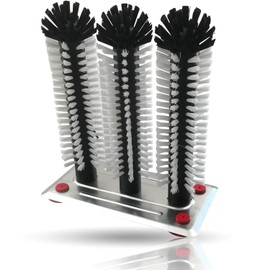 Gastronette Glass Brush Washing Up Brush for Pils Kölsch or Altbier Glasses Glass Washing Brush with 3 Columns of 24 cm Glasses Brush with Large Solid Aluminium Suction Plate Easy to Rinse Glasses