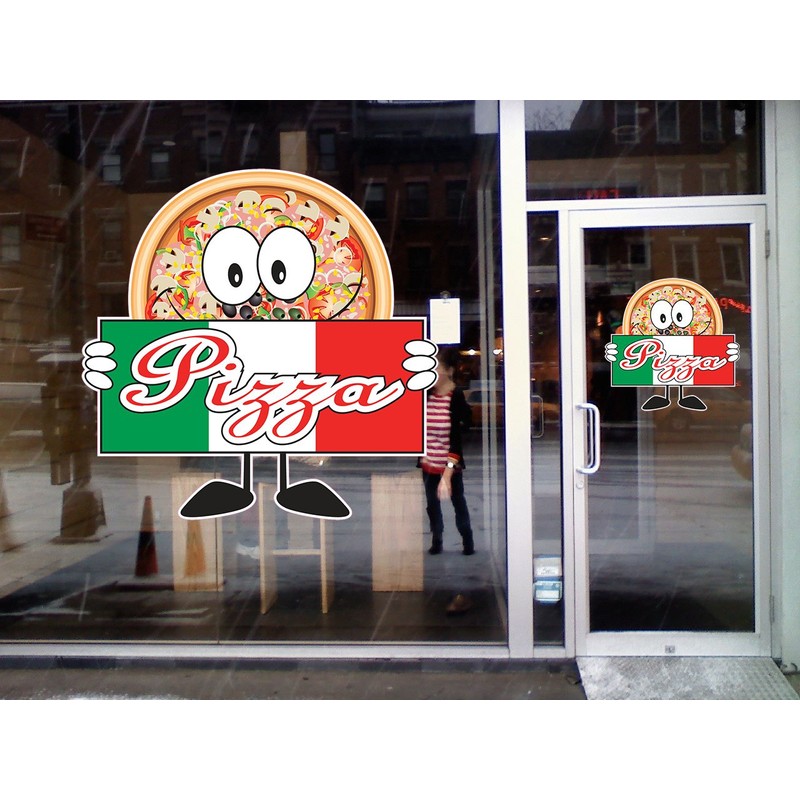 Pizza Concession Restaurant Die-Cut Window Static Cling 14 inches Inside