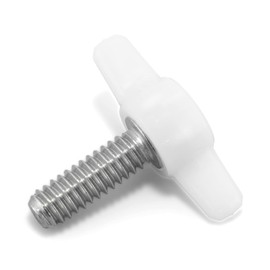 1/4"-20 x 3/4" Thumb Screw Stainless Steel - White Tee Wing Plastic Knob - Standard/Coarse Thread Thumbscrew - Length: 0.750" - Proudly Built in USA - Package of (25)