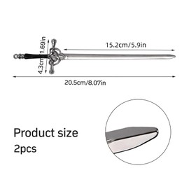 2 Pcs Sword Hair Pins, Hair Stick Metal, Headdress Chinese Style Hair Accessories for Girls, Elegant Women Hair Chopsticks Vintage Simple for Bun Chignon Decorative Hair Holder (Silver),hair fork