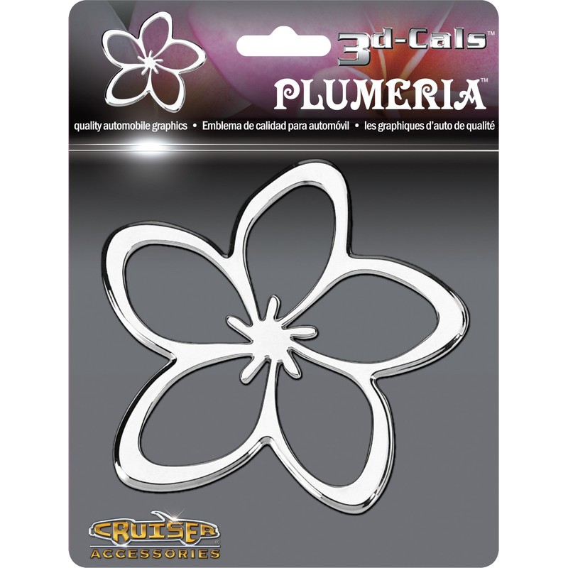Cruiser Accessories 83033 Plumeria 3D-Cals Raised Adhesive Decal, Chrome