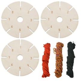 fufupaw Pack of 3 Wooden Knotting Stars, Latch Star with 3 Cotton Ropes, Ideal for DIY Bracelets, Friendship Bracelets and Bead Weaving, Perfect for Gifts, School, Home and Festivals