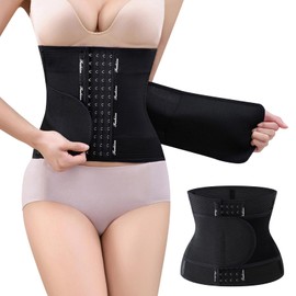 Runmeihe Waist Trainer for Women Men, Adjustable Waist Back Support Trimmer Shaper, Tummy Control Postpartum Belt (Black, M)