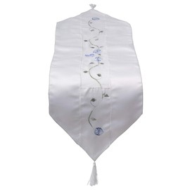 Classic Home Store Clematis Floral Table Runner Embroidered Flower Organza Panel Dining Tableware 12" x 36" (Blue)