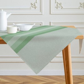 Kiatuniya Tablecloth Stripes Green Table Cloth Modern Winter Tablecloth Vintage Washable Tablecloths Country House Style for Spring Autumn Kitchen Table Decoration Party Decor 85 x 85 cm