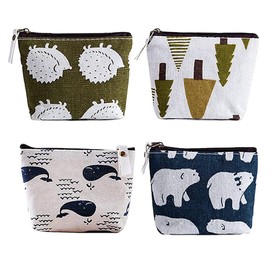 Generic GZM3 4pcs Coin Storage Bag Cute Women Girls Kids Mini Canvas Purse for Keys Credit Card Headset