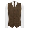 King & Priory Luxury Dijon Brown Herringbone Check Waistcoat, Tweed