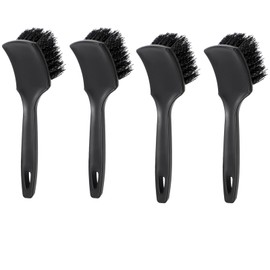 sdoot 4 Pack 8.3 Inches Car Wash Brush with Long Handle,Wheel Brush with 2.0 x 2.6 Inch Fibrous Hair,Car Detailing Brush Wheel Cleaner Brush Detailing Brush for Cars, Black