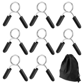 8pcs 1 Inch Barbell Clamps, Stainless Steel Weight Bar & Fitness Bar Clips with Storage Bag Spring Collar Clips for Weight Lifting Dumbbell Gym Equipment Strength Training Accessory