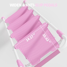 KINGRACK 4 Step Ladder, 900lbs Sturdy Step Stool with Handrail, Anti-Slip Wide Pedals, Foldable Stepladder for Home, Garage, Garden, Household, Pink, Pass 900LBS Testing