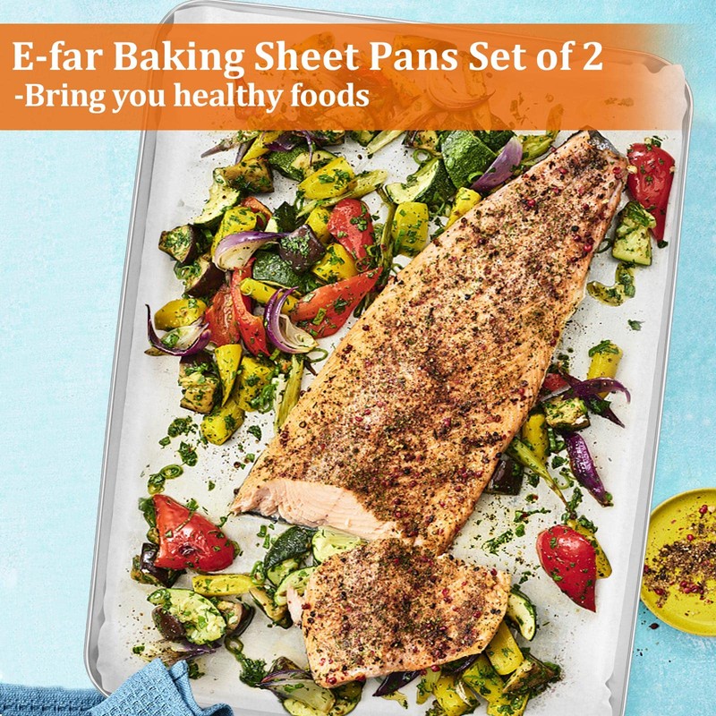 E-far Extra Large Baking Sheet, 20”x14” Stainless Steel Cookie Sheet